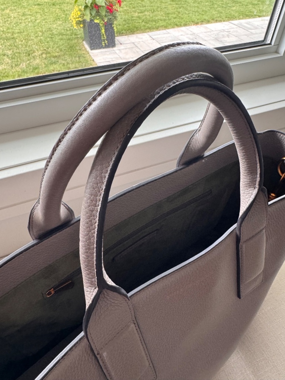 SMAAK Amsterdam Grey Pebbled Leather Laptop Tote | Shoulder & Top Handles - Picture 3 of 12